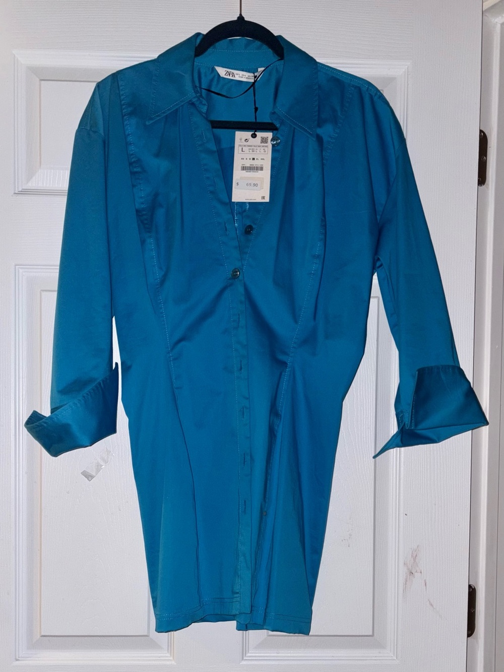 Zara Bright blue Button-Up Shirt dress